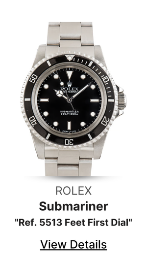 Vintage Rolex Submariner Ref 5513 Glossy Feet First Dial