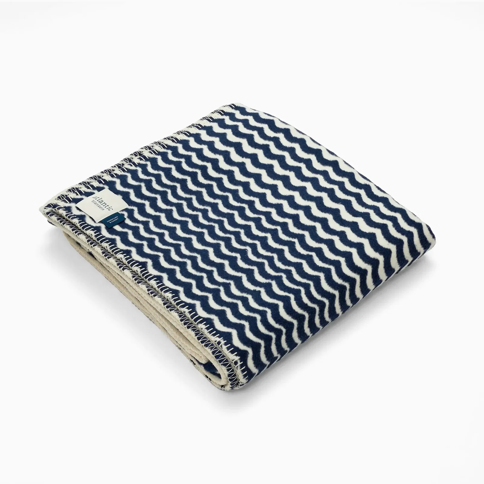Image of Navy Swell Recycled Cotton Blanket