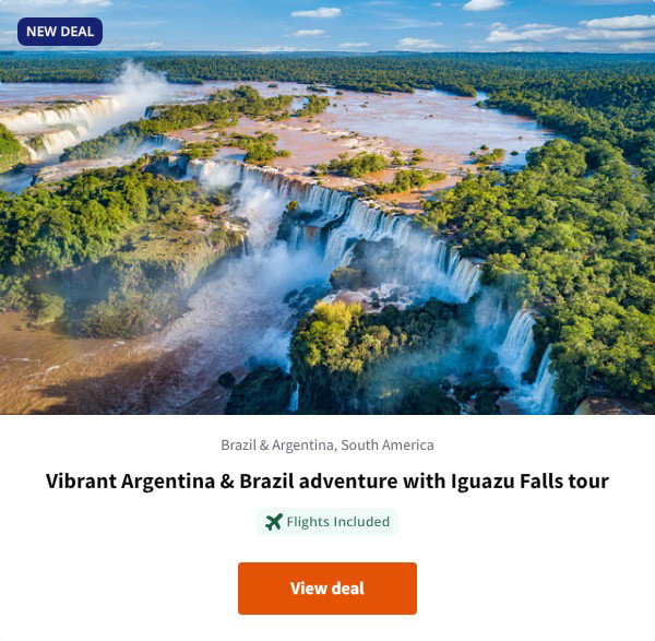 Vibrant Argentina & Brazil adventure with Iguazu Falls tour