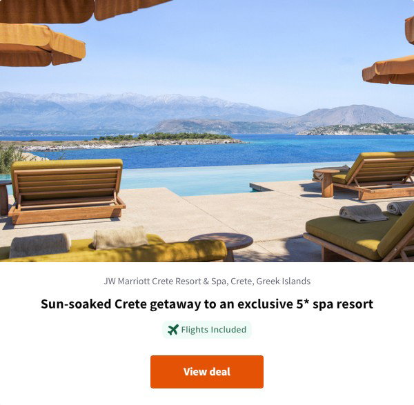 Sun-soaked Crete getaway to an exclusive 5* spa resort