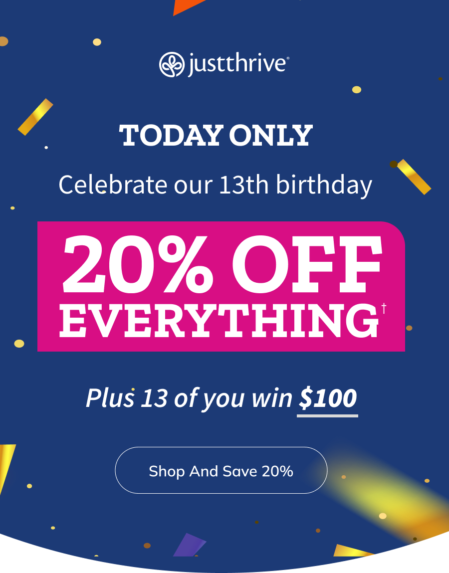 Just Thrive 13th Birthday Sale graphic