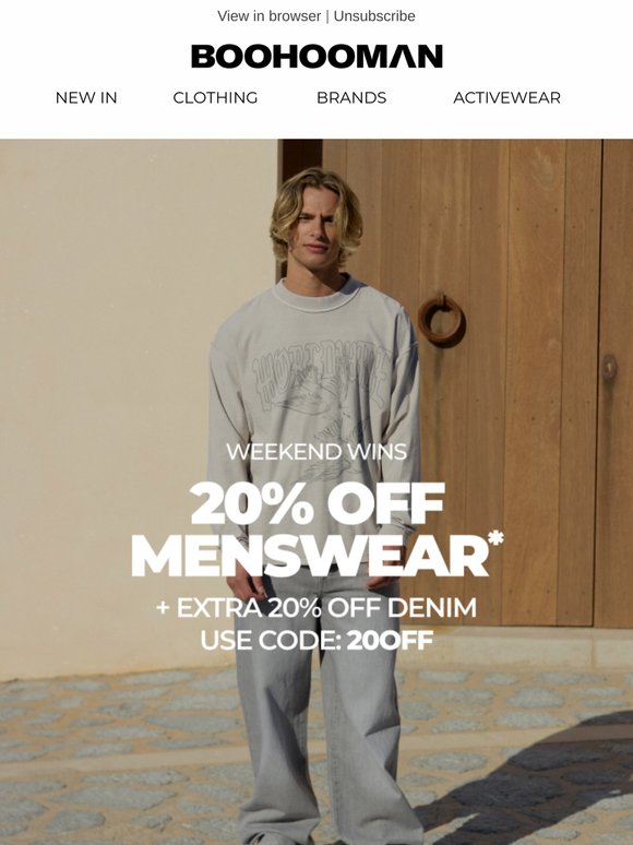 20% + Extra 20% Off Denim