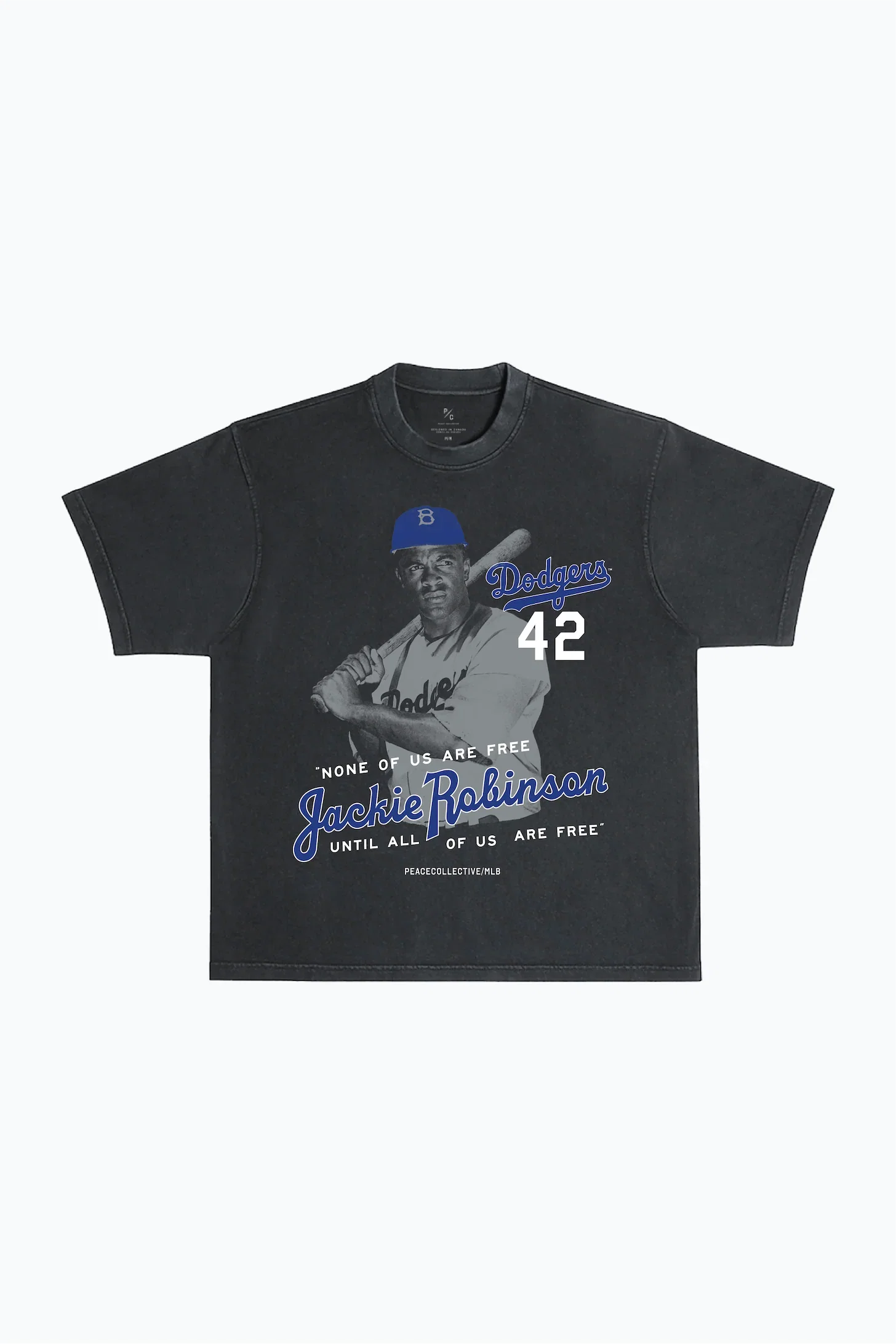 Image of P/C x Jackie Robinson Garment Dyed T-Shirt - Black