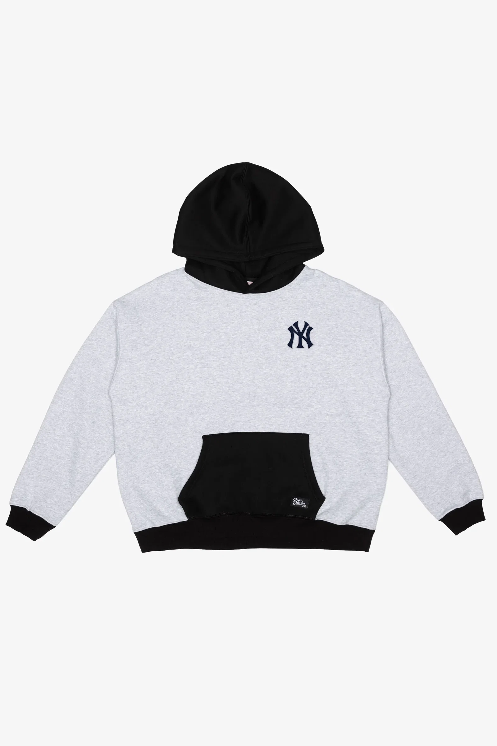 Image of New York Yankees Colour Block Heavyweight Hoodie - Black / Grey