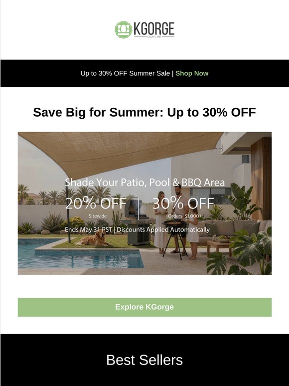 Save Big for Summer: Up to 30% Off