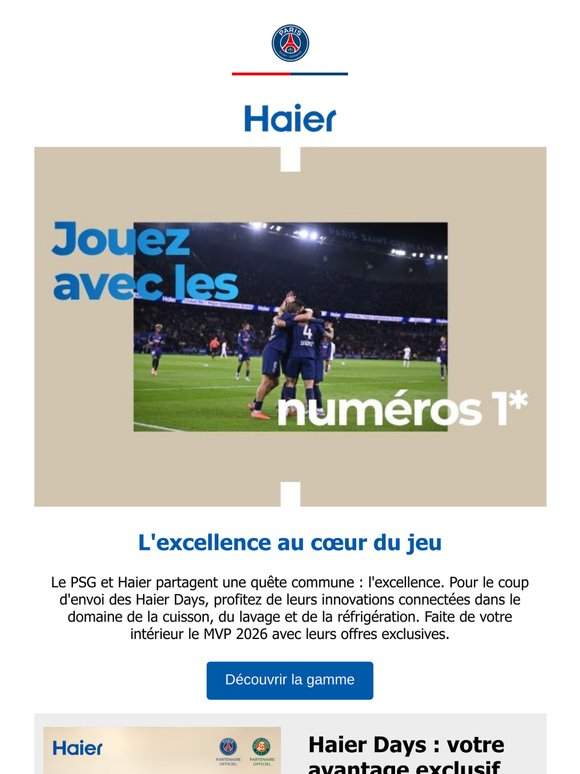 PSG x Haier : l’excellence jusque chez vous