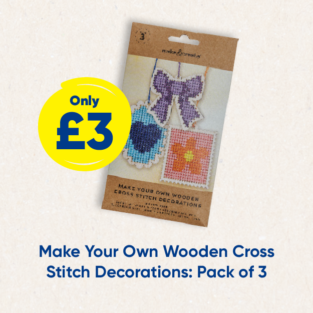 Make Your Own Wooden Cross Stitch Decorations: Pack of 3 only £3