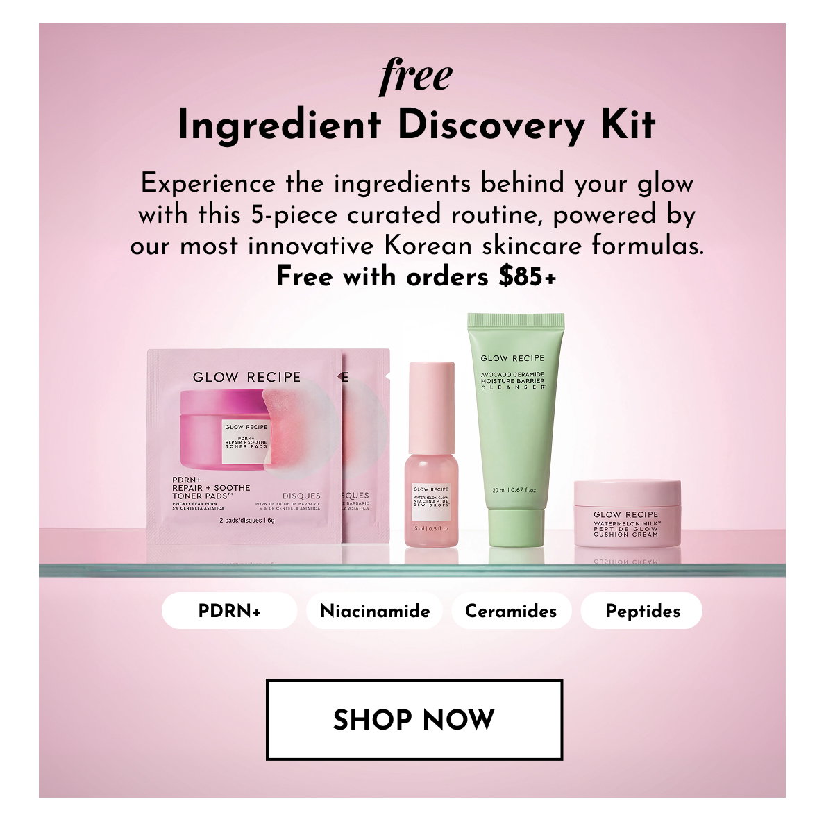 Free 5-piece Ingredient Discovery Kit with orders $85+