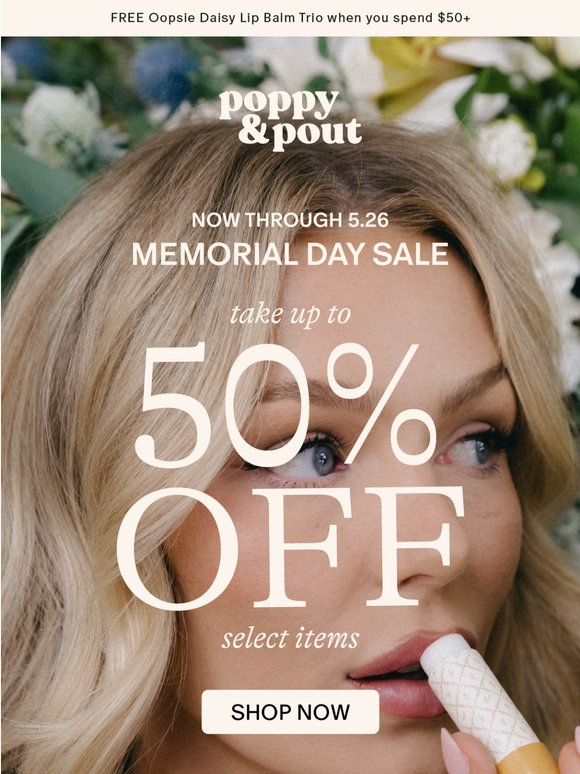 STARTS NOW: Up to 50% Off select Lip Care! ☀️