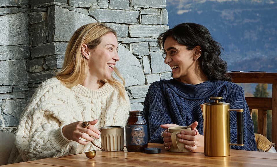 Two women having a mindful moment together