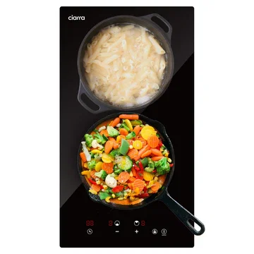 Ciarra 29cm Built-in Ceramic Hob with 2 Zones, Touch Control, Child Lock, Black Glass Cooktop, CRGDBCH302T-OW