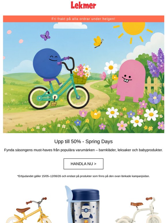 🌷 Upp till 50% på barnkläder, leksaker och mer