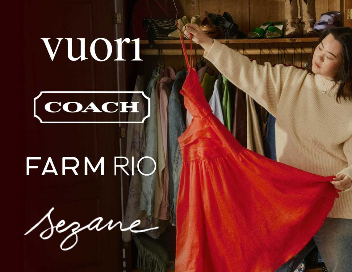 brands to sell in may | vuori, coach, farm rio, sezane