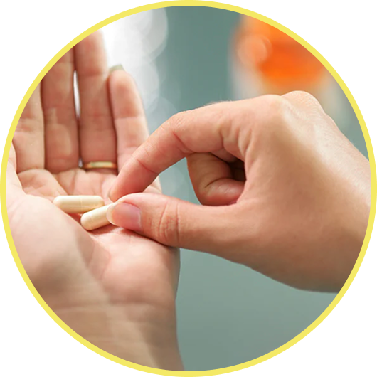 Hand with supplement capusles