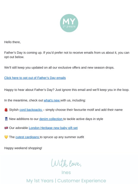 Hey there, would you like to hear less about Father's Day?