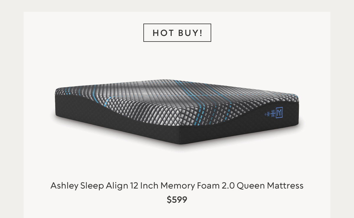$599 Hot Buy: Ashley Sleep Align 12 Inch Memory Foam 2.0 Queen Mattress