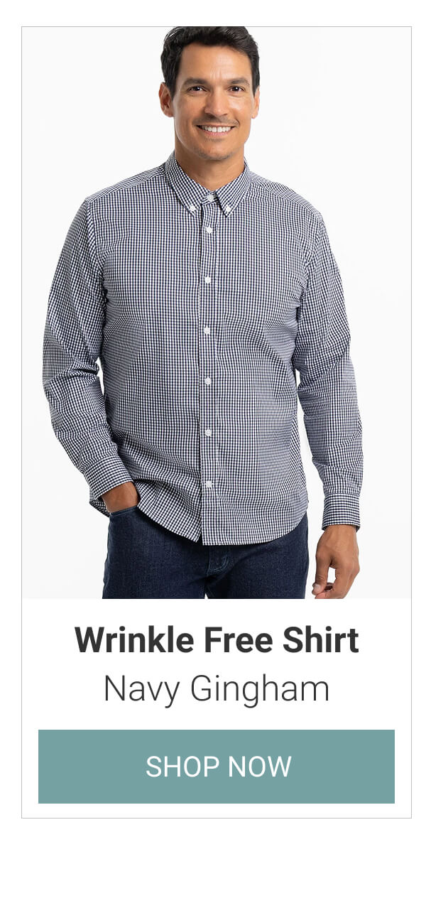 Navy Gingham Wrinkle Free Shirt