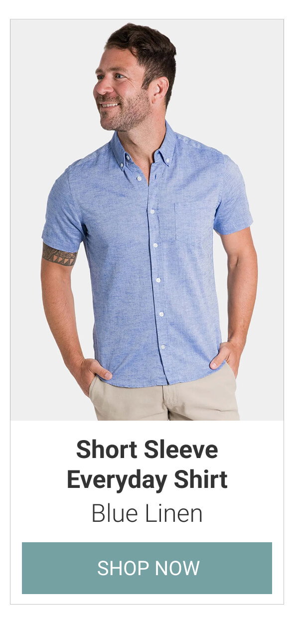 Blue Linen Short Sleeve Everyday Shirt