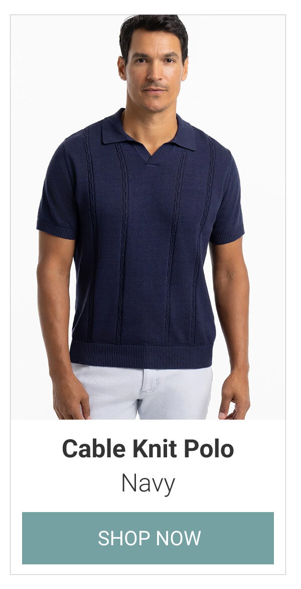 Navy Cable Knit Polo