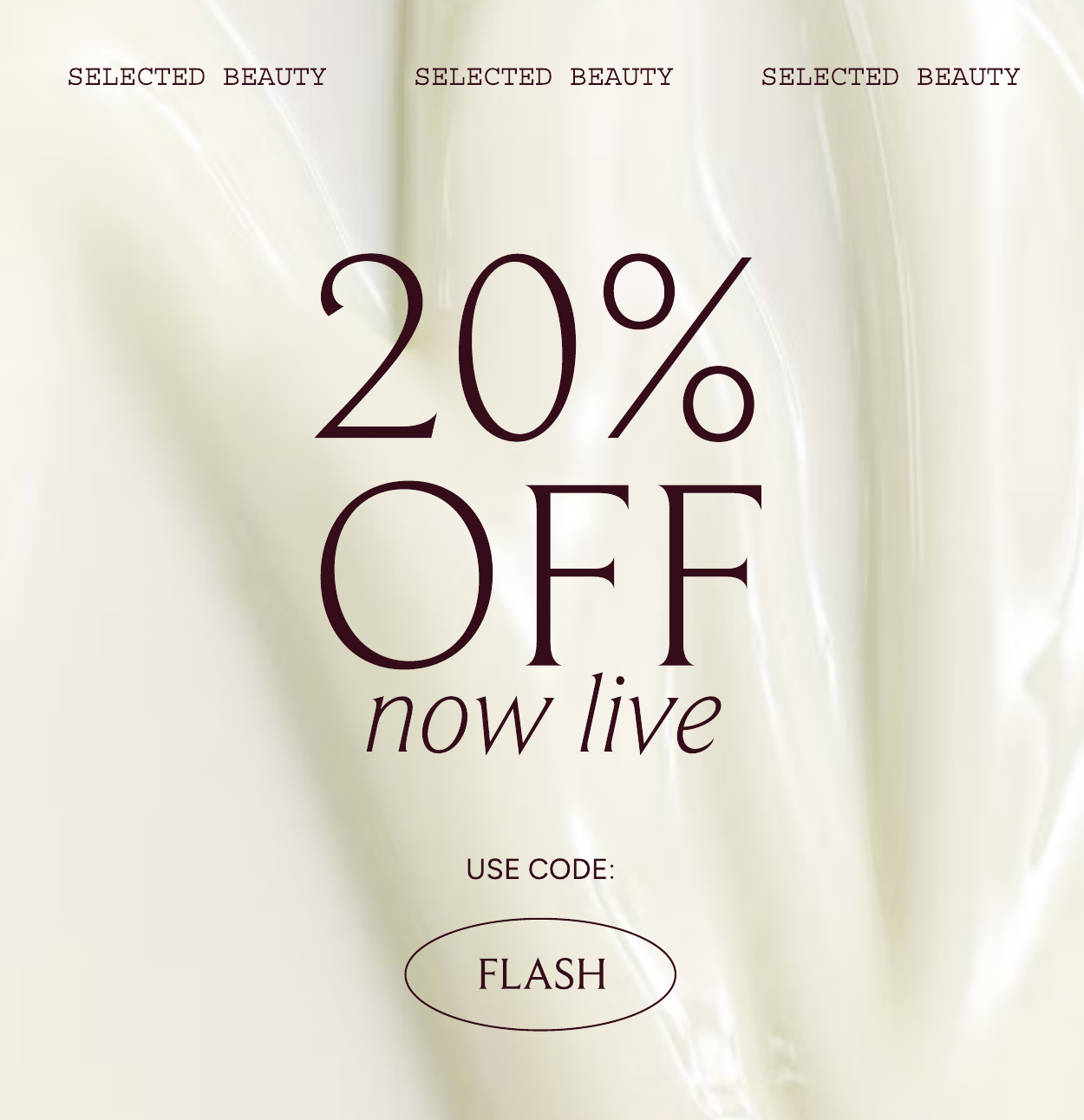 20 PERCENT OFF CODE FLASH