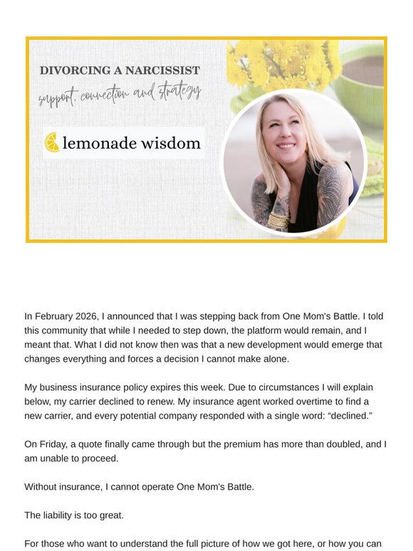 Lemonade Wisdom 🍋 Community Decision: The Future of One Mom's Battle
