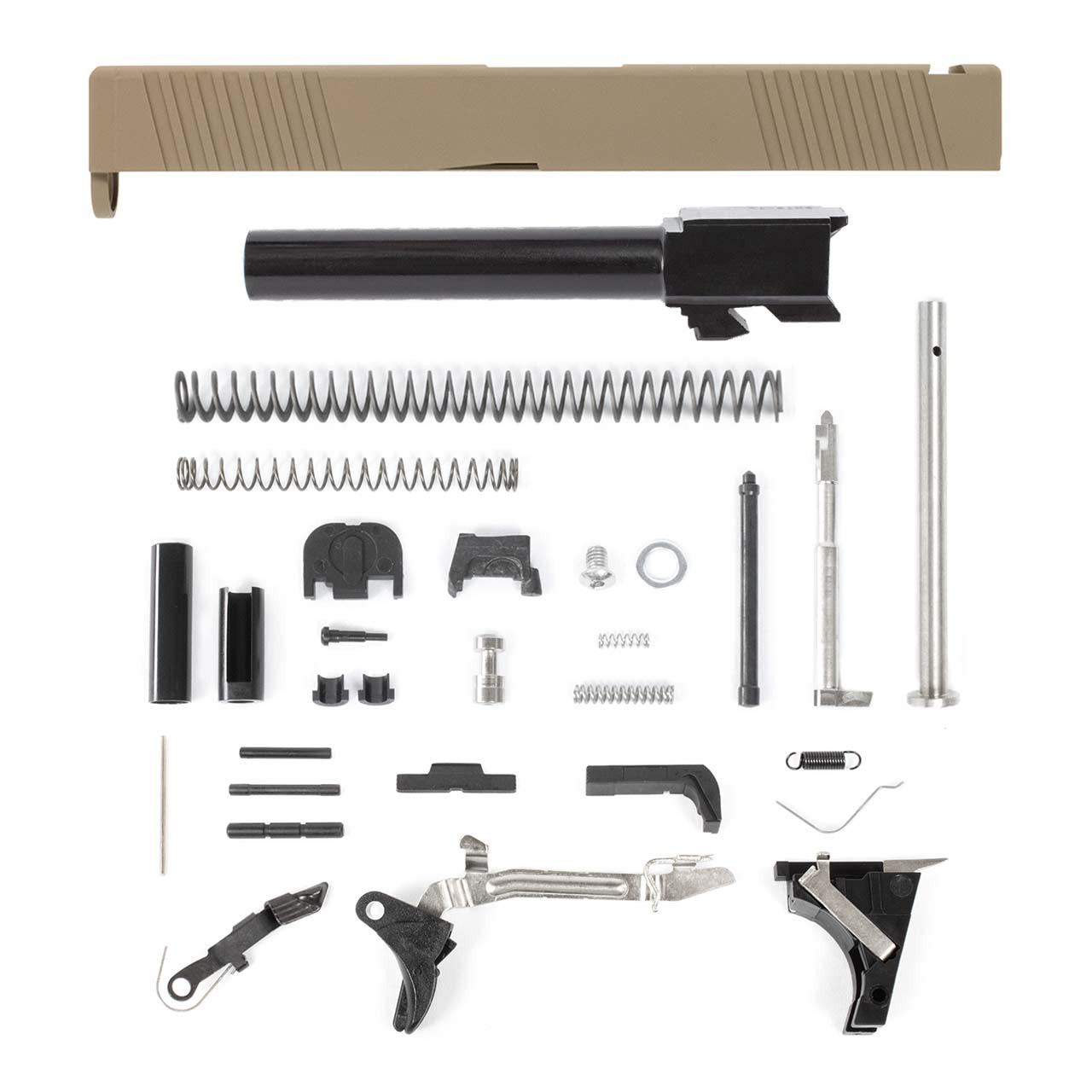 Image of Glock® 17 Compatible Pistol Build Kit w/ FDE Front & Rear Serrated Slide