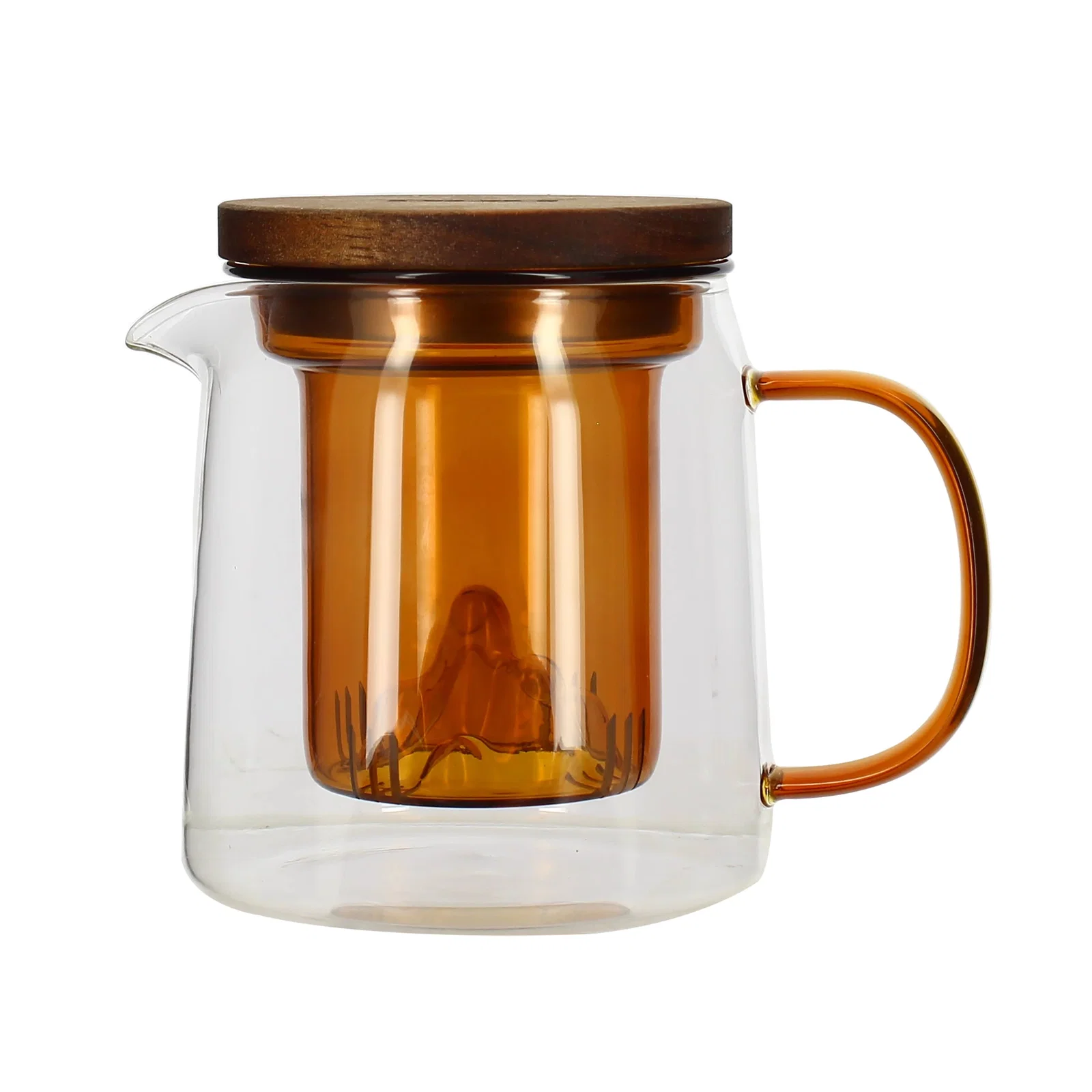 Image of 450ml glass teapot with handle and amber infuser LASKA