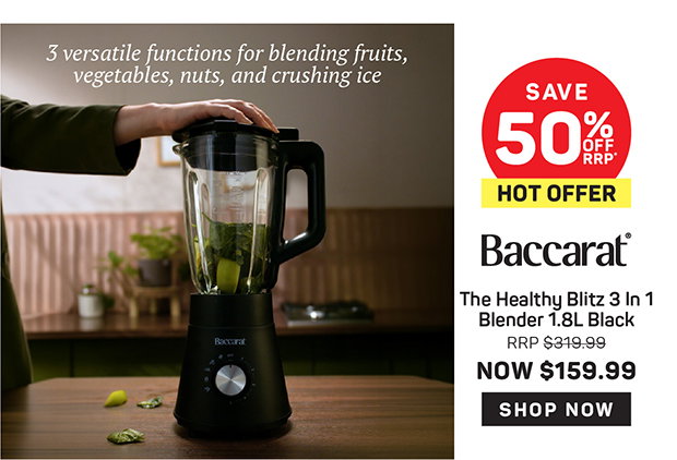 Baccarat The Healthy Blitz 3 In 1 Blender 1.8L Black