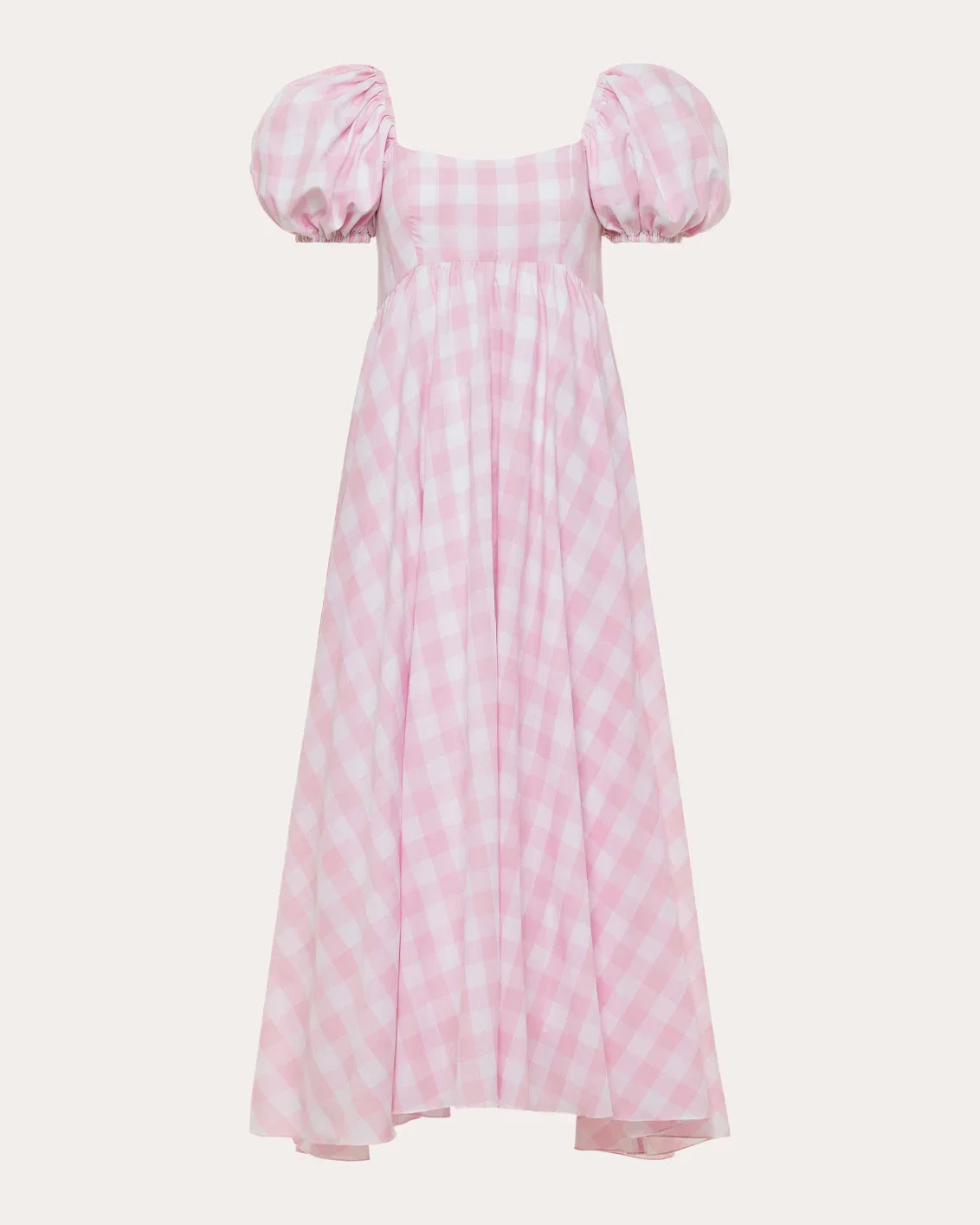Rory Gingham Cotton Puff-Sleeve Midi Dress
