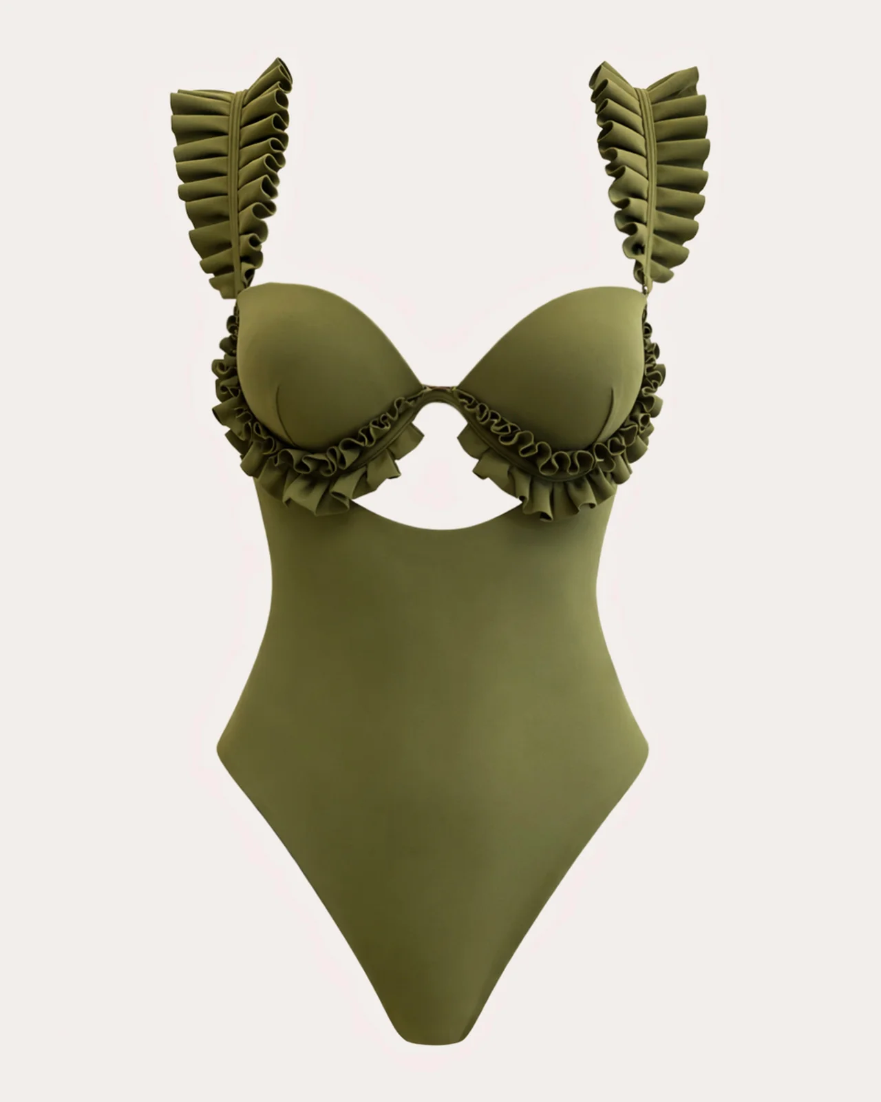 Kuji Pleated Ruffle Cutout One-Piece