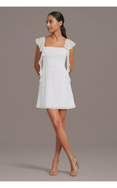 Flutter Sleeve Chiffon Slim A-Line Dress