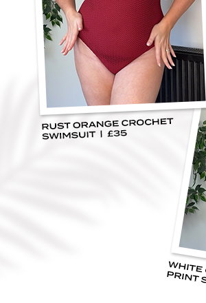 LTS Tall Rust Orange Crochet Swimsuit
