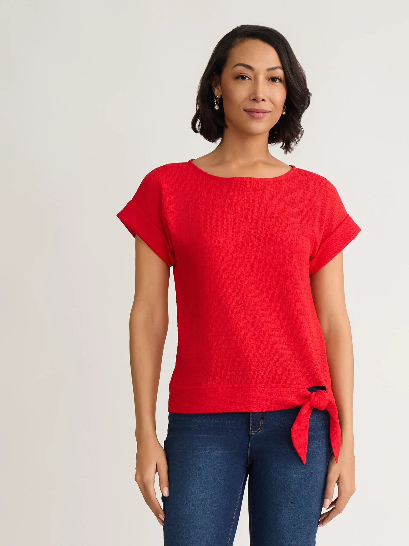 Tie-Waist Top, Seabreeze Crinkle