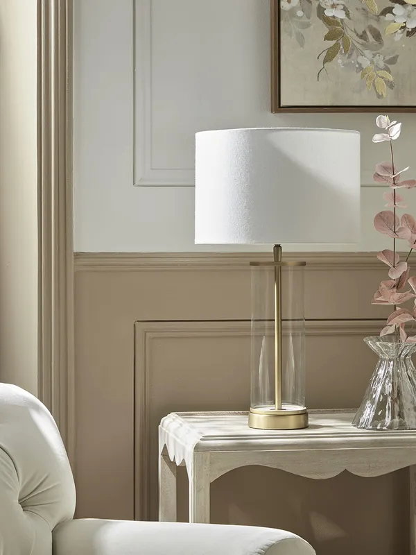 Glass & Brass Column Lamp