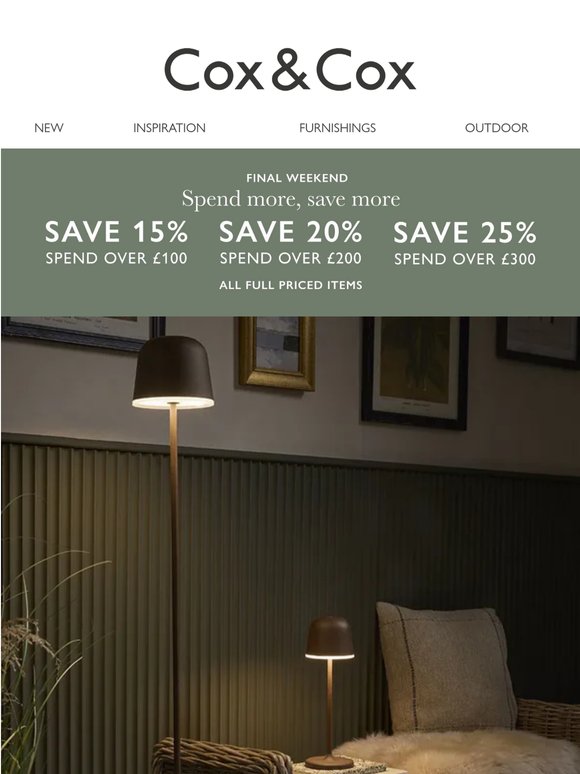 Illuminate your home & garden | Up to 25% OFF this weekend!
