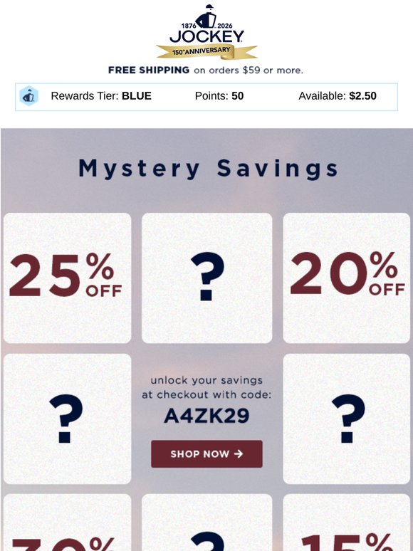 See your secret code for up to 30% OFF
