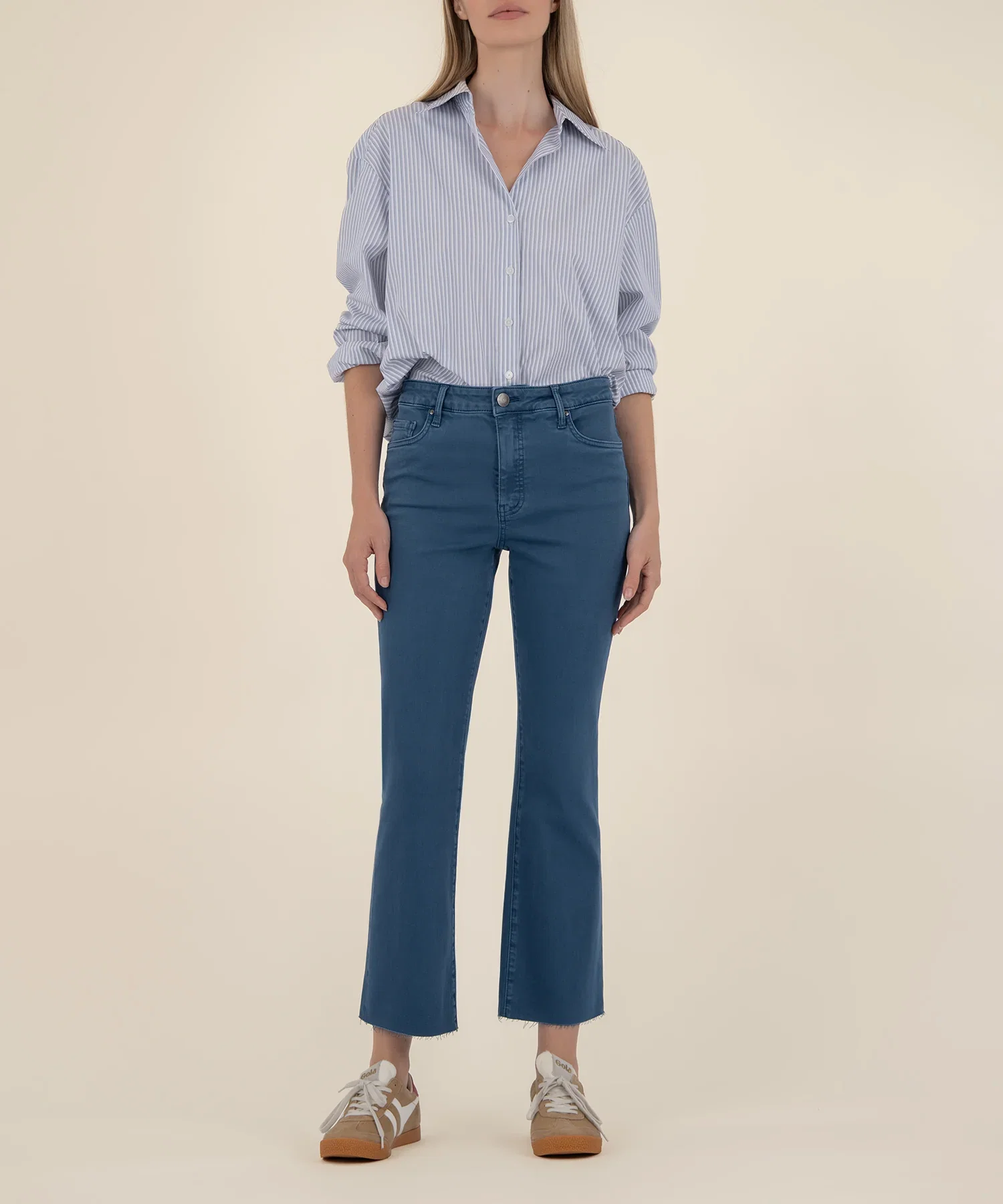 Image of Kelsey High Rise Ankle Flare in Ocean Blue