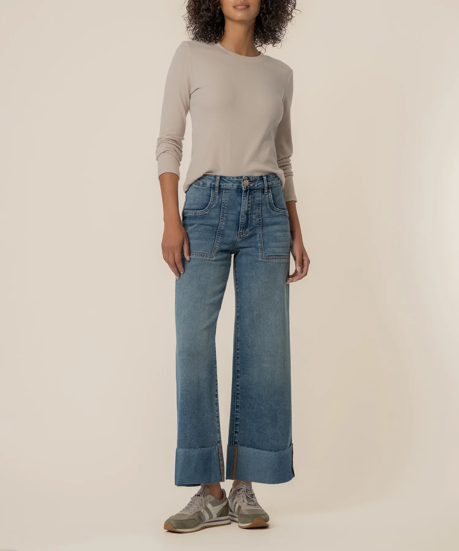 Image of Meg High Rise Wide Legs, Petite in Witted Wash