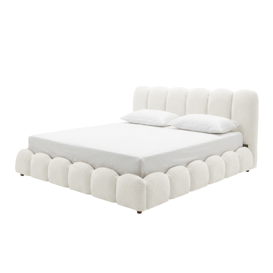 Brent Gas Lift Bed in Bouclé Cream White