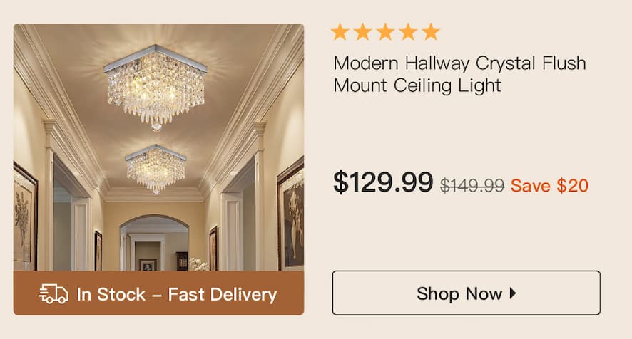 Modern Hallway Crystal Flush Mount Ceiling Light