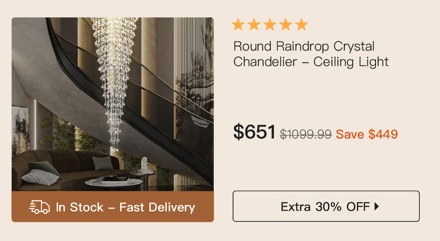 Round Raindrop Crystal Chandelier - Ceiling Light