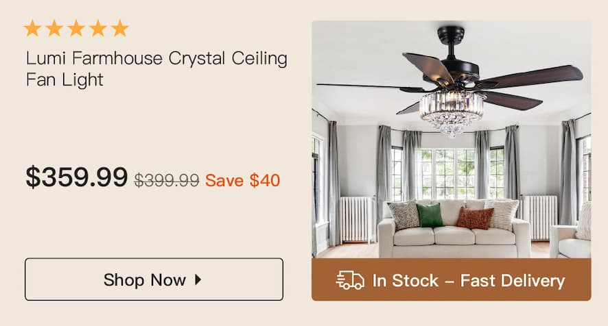 Lumi Farmhouse Crystal Ceiling Fan Light