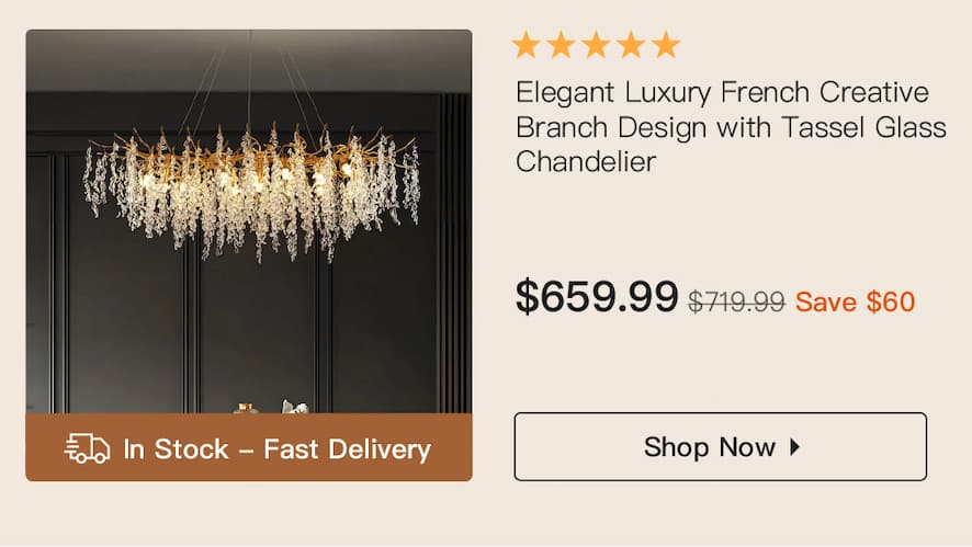 Elegant Luxury French Creative Branch Design with Tassel Glass Chandelier