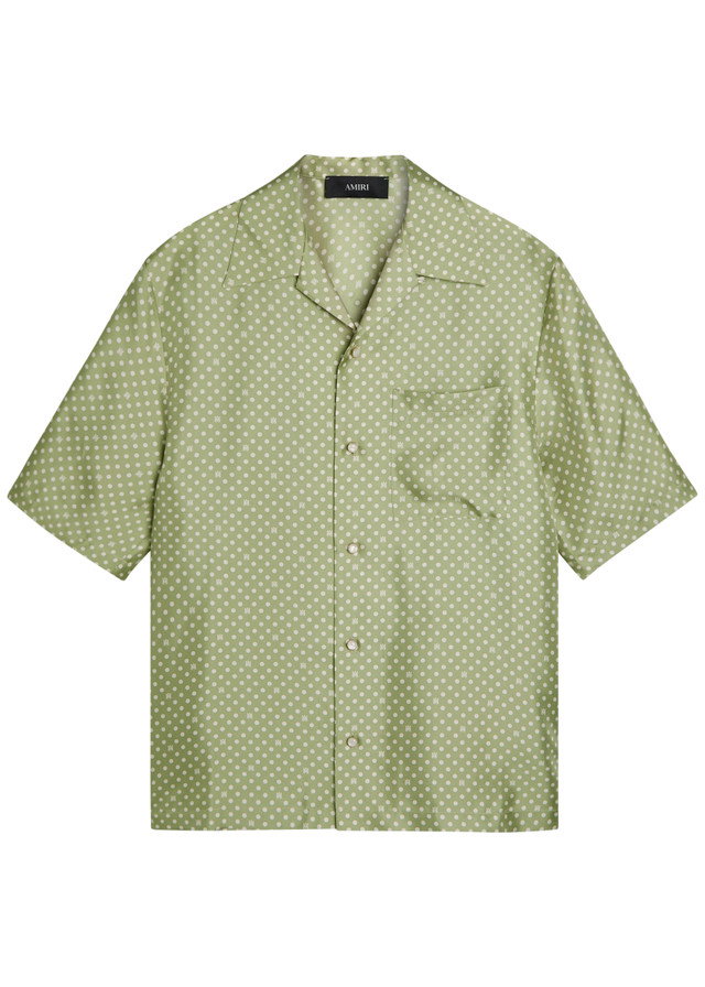 AMIRI Polka Dot pearl button silk shirt