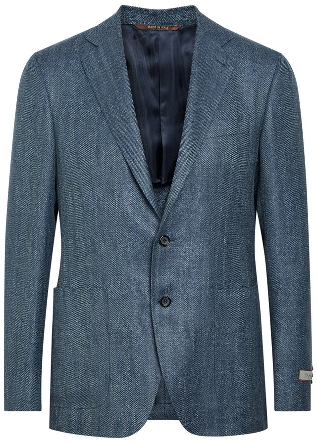 CANALI Striped wool and silk-blend blazer