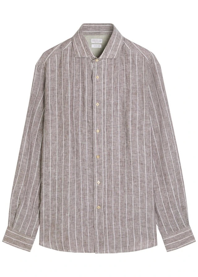 BRUNELLO CUCINELLI Striped linen shirt