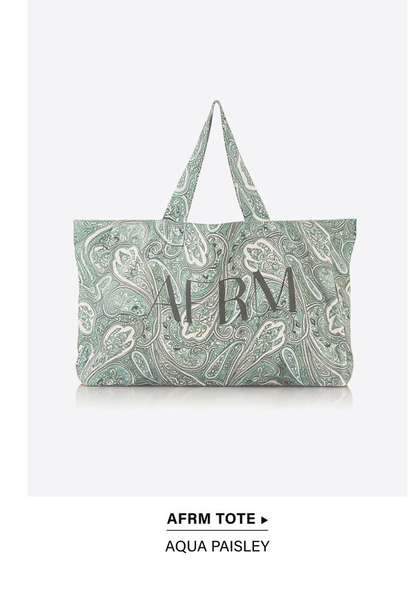 AFRM TOTE. AQUA PAISLEY