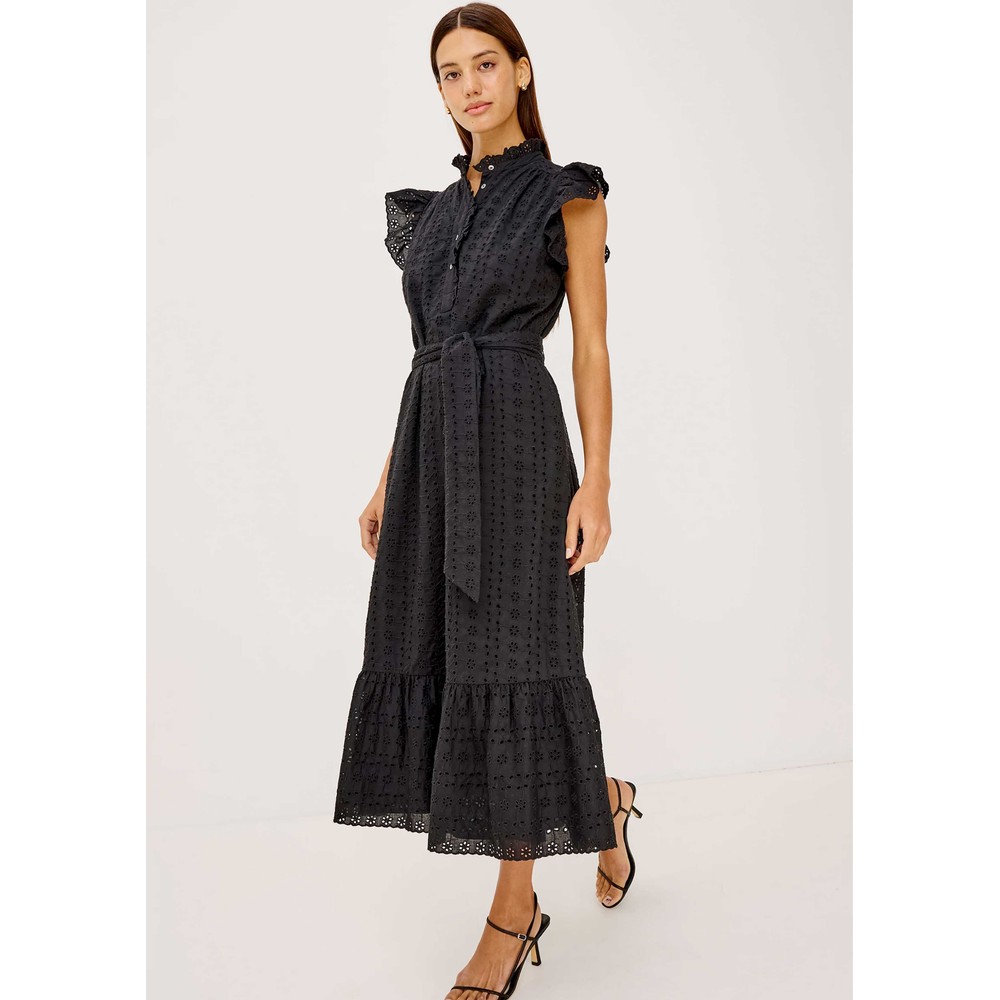 Image of Darcy Embroidered Eyelet Dress - Black