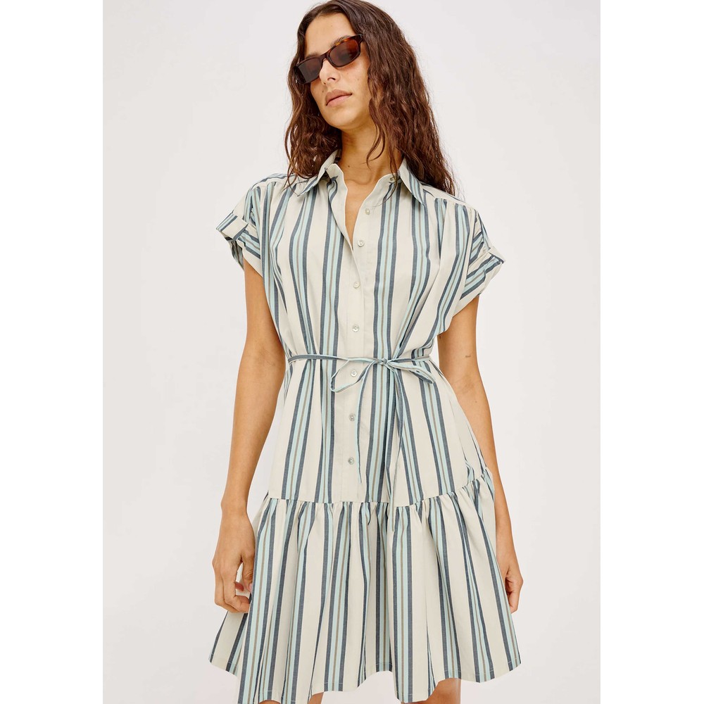 Image of Evaline Cotton Poplin Dress - Marsala Stripe