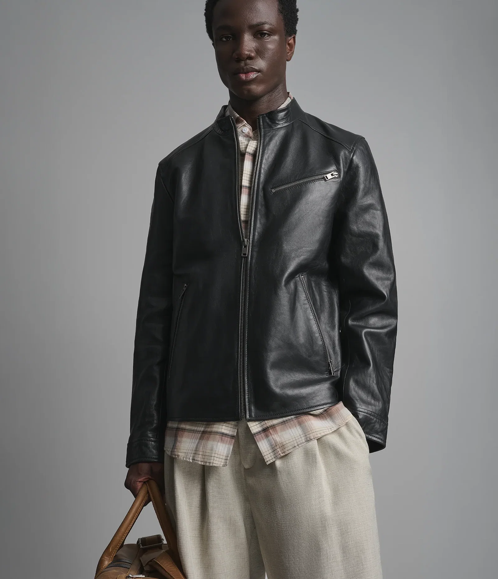 Image of Classic Leather Racer Jacket